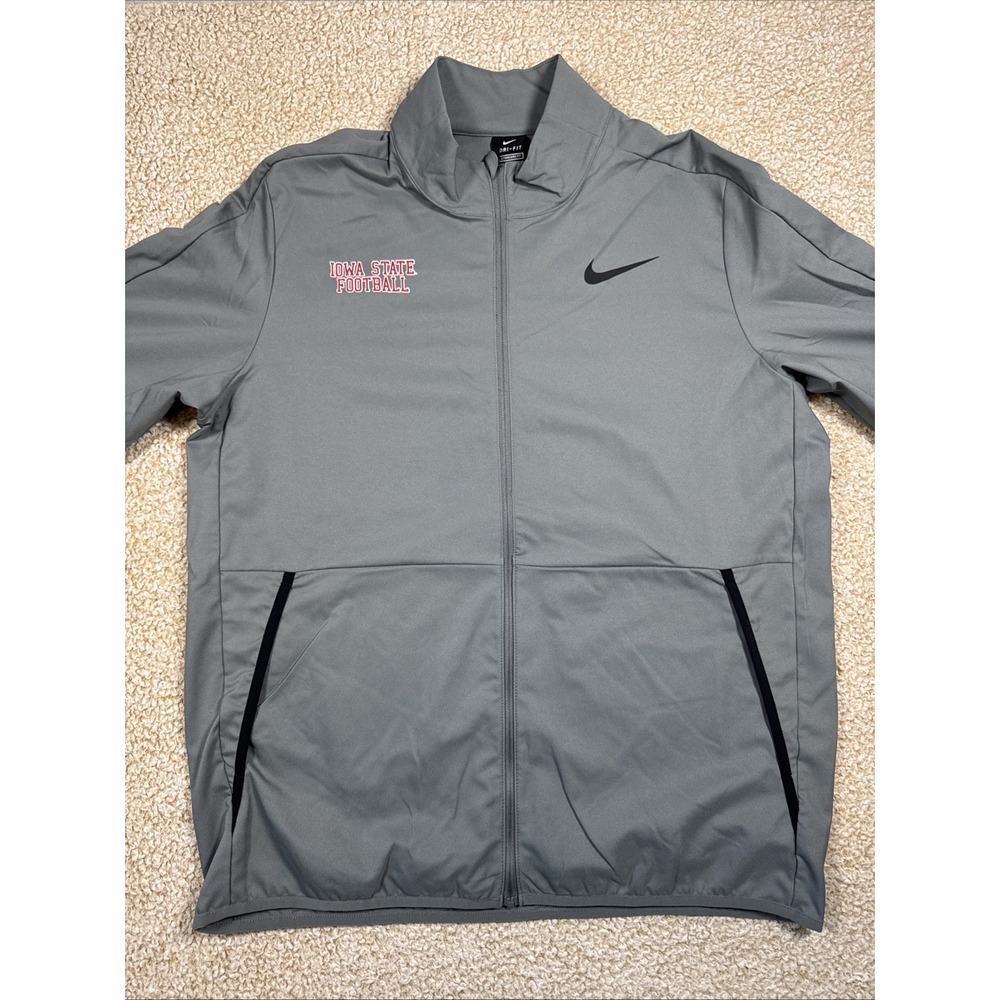 Iowa State Cyclones Team Issued Nike Dri-FIT Jacket Mens L Gray Full Zip CU4953